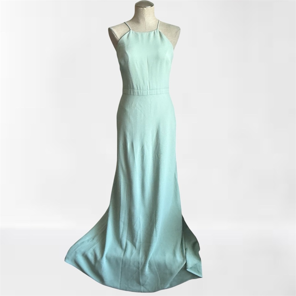 J.Crew Mint Green Satin Gown Halter Maxi Dress Sample